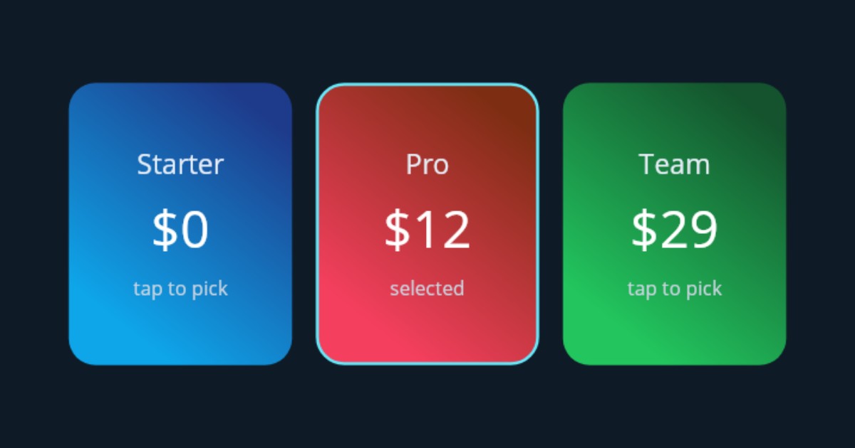 Simple tappable gradient cards